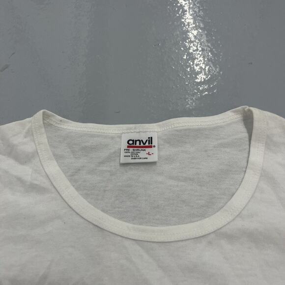 Vintage 90s Anvil White Round Neck Blank Cotton T-Shirt - Picture 4 of 4
